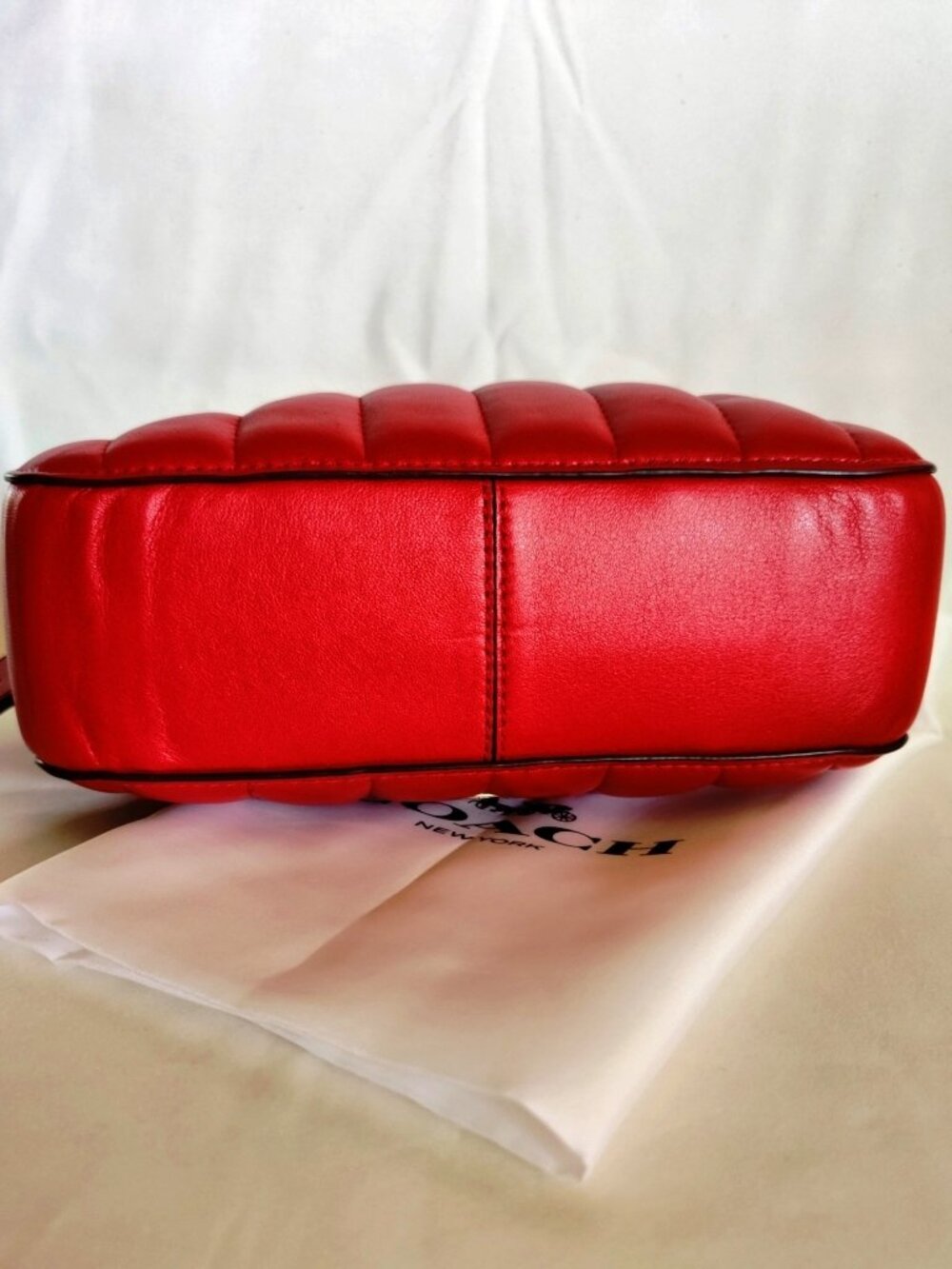 Coach Serena Mini Satchel with Linear Quilted Nappa Leather in Electric Red, EUC - Picture 5 of 12